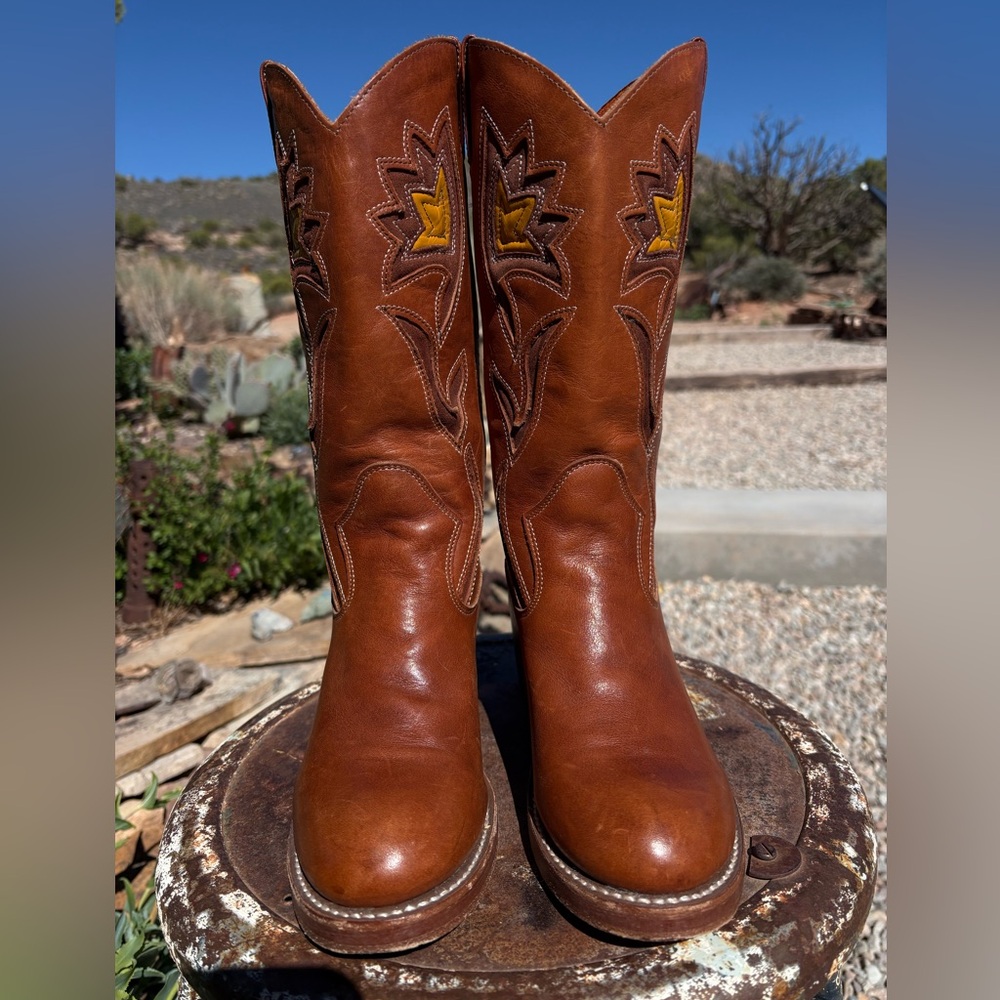 FRYE Campus Sabrina Floral Inlay Boots Vintage - Picture 8 of 16